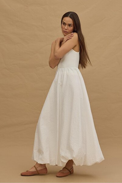 Fahhar Ecru Balloon Skirt