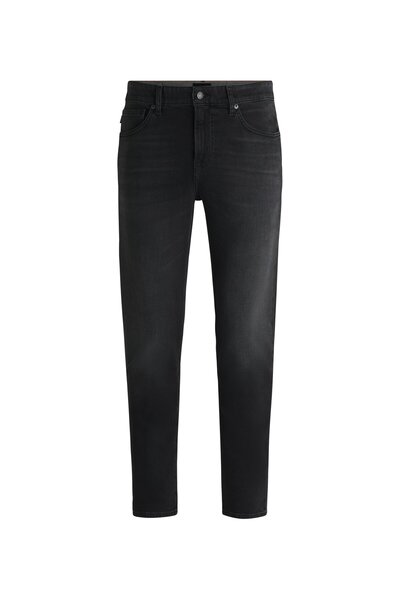 BOSS Siyah konfor esnek denim dar kesim kot pantolon