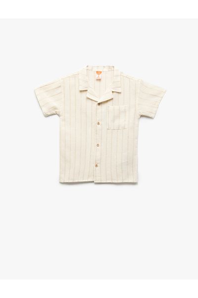 Koton Short Sleeve Pocket Detailed Viscose Blended Cotton Shirt