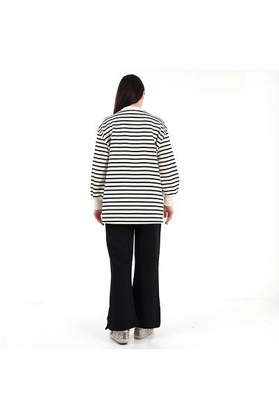 Aselim Hijap Moda Μαύρο αθλητικό κιτ με γραμμή Sweat Topluk