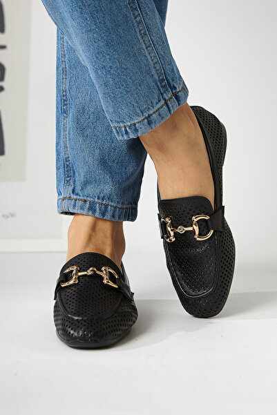 Limoya Gazali Black Buckle Women's Ballerinas