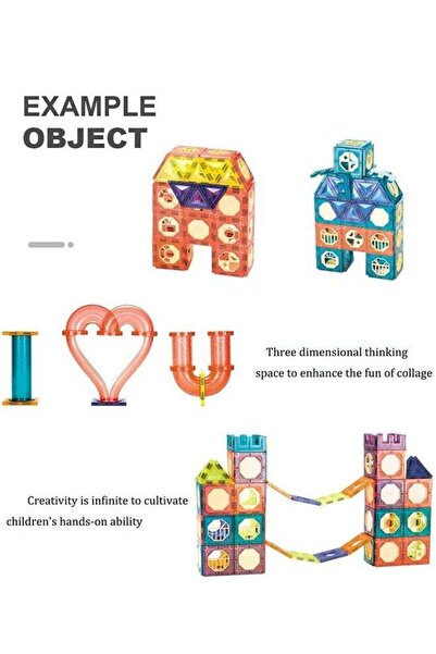 COOYA 3D Magnetic Tiles Pipe Magnetic Blocks Toys, Educational Building Set, Puzzle Toys Gift(185 PCS)