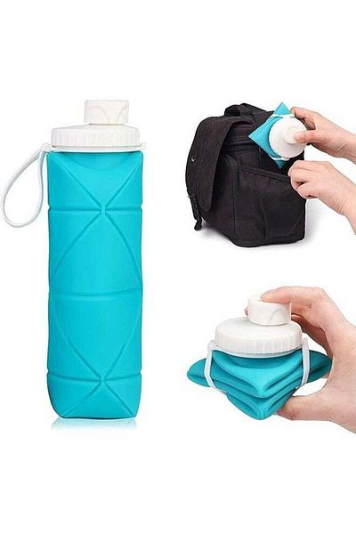 COOYA Collapsible Water Bottle, Portable Leakproof Reusable 600ML, BPA Free for Gym, Travel