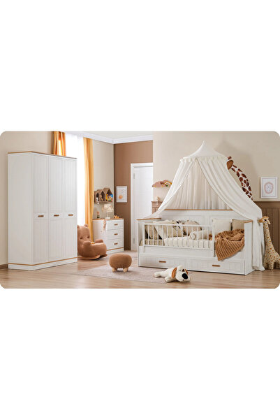 Lajivert Bella Çocuk Odası (3 Kapaklı Dolap + 90*190 Montessori + Şifonyer)