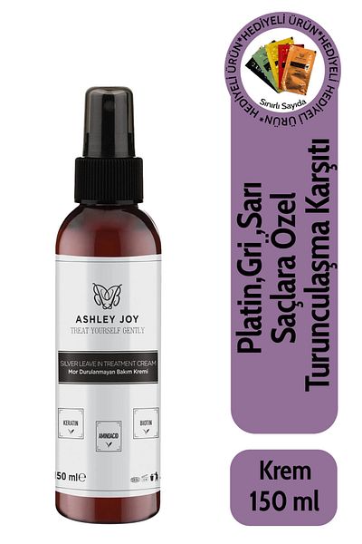 ASHLEY JOY Platinum, Anti-Orange Leave-In Purple Liquid Hair Care Cream for Blonde Hair 150 ml Silver