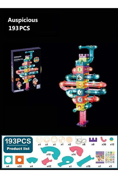 COOYA 193 PCS Orbital Magnetic Building Blocks Set, 3D Kids Educational Construction Toys with lLED Light