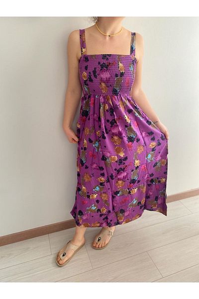 sharin Rochie de vară, mov, cu bretele, lungă, 12A-2217