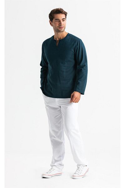 Eliş Şile Bezi Pânză Sile cu mânecă lungă și decolteu rotund, tricou 3069