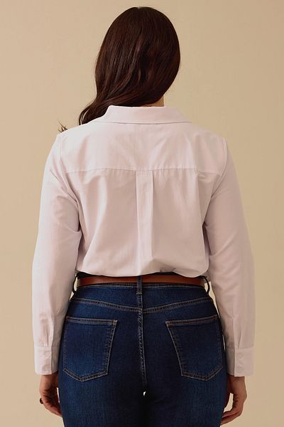 Galaxie Women's Plus Size Classic Cut Button Shirt - White