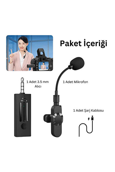 Abbruch By Sabron K35d Kablosuz Yaka Mikrofonu 3.5 mm Dönebilir Mikrofon Hoparlör/Camera/Telefon/Laptop