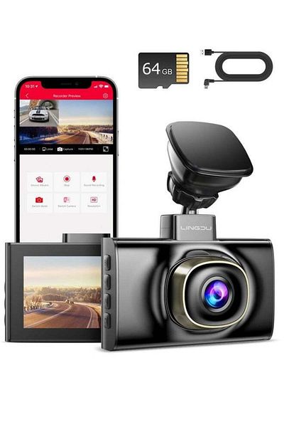Gerenic LINGDU LD02 4K+2K Dual Vision Dash Camera 3'' IPS Screen Built-in 5GHz WiFi/GPS, Night Vision, WDR
