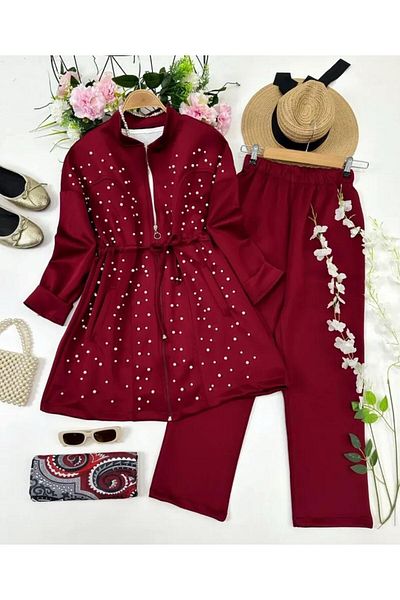 YILMAZBARMAZ Women's Pearl Detailed Suit