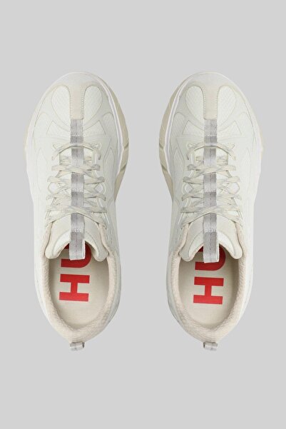 HUGO Marka Logolu Şerit Detaylı Erkek Sneaker Beyaz