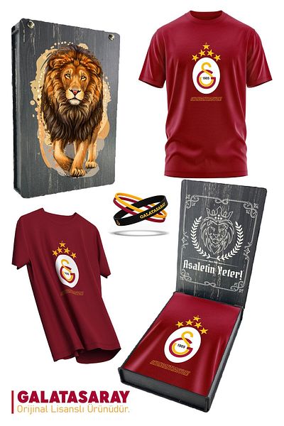 Galatasaray Original 5 Stars Coming T-Shirt+Bracelet Set with Wooden Box