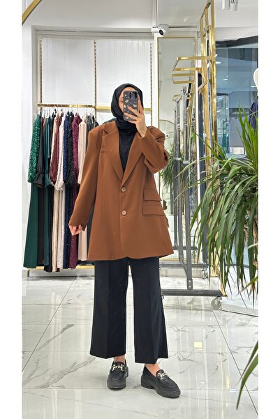 She Olive Çift kapak cepli  blazer ceket