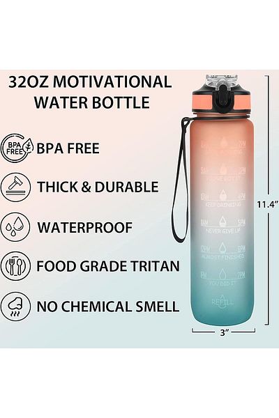 COOYA Sports Water Bottle, Leakproof, BPA Free, with Straw, Portable  Space Cup for Student
