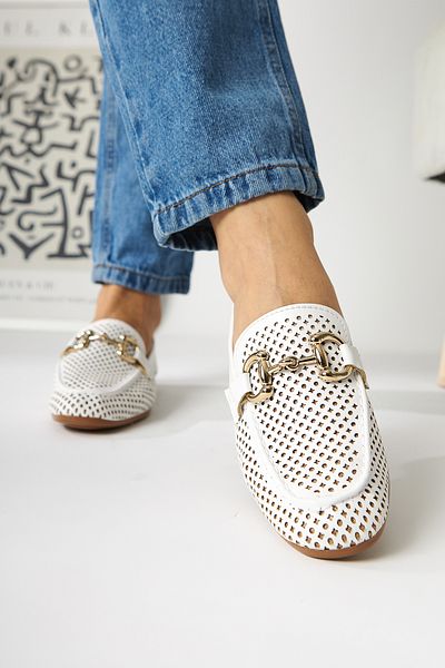Limoya Gazali White Buckle Women's Ballerinas