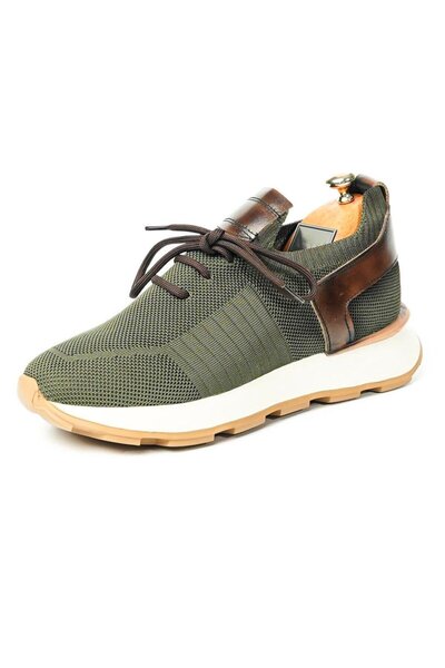 Byterre Alpino Triko Hakiki Deri El Yapımı Yeşil Erkek Spor Ayakkabı