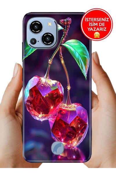 Reeder S23 Pro Max Kılıf Lens Korumalı Full Desen Arka Silikon Kristal Kiraz