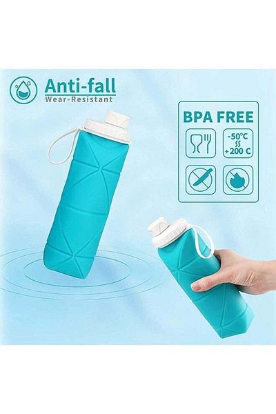 COOYA Collapsible Water Bottle, Portable Leakproof Reusable 600ML, BPA Free for Gym, Travel