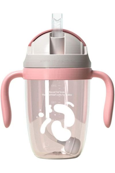 COOYA Sippy Cups for 6+ Months Baby, Baby Water Bottle with Simple Flip-Top Lid, 360°Spill-Free Cup (Pink)