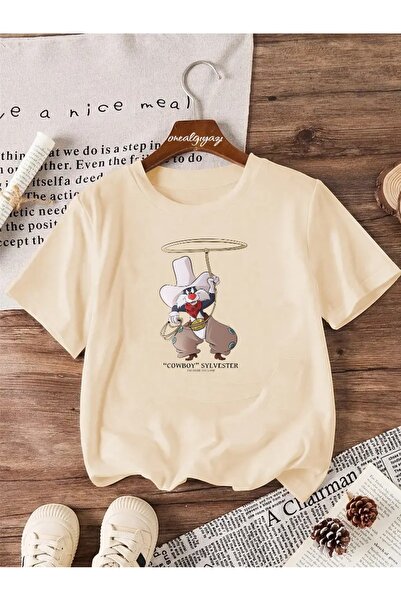 oneagılyazı تي شيرت كبير الحجم مطبوع عليه كاوبوي سليفيستر للأطفال
