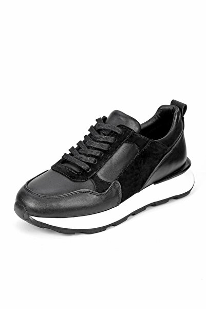 Byterre Somber Genuine Leather Handmade Men's Black Sneakers
