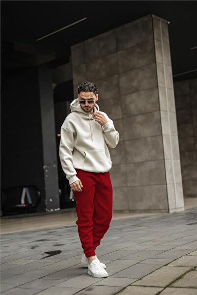 YAKAMEL Men's Colorful Bottom Top Hooded Sweatpants Set with Elastic Legs