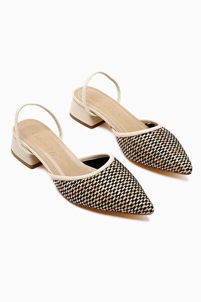 Limoya Рожеві бежеві гостроносі жіночі сандалі на низьких підборах