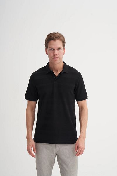 Cazador Tricou cu textura în dungi tricotate cu gât polo