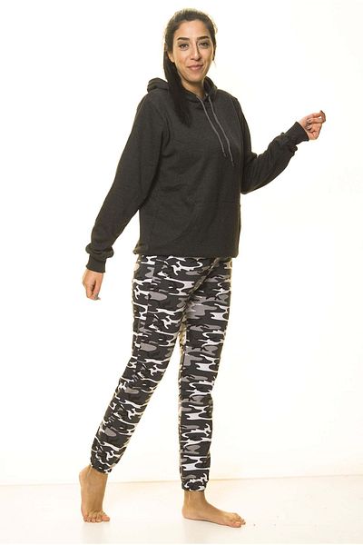 sharin Hanorac tricotat unisex, antracit, cu buzunar cangur, cu glugă, 4d-2086