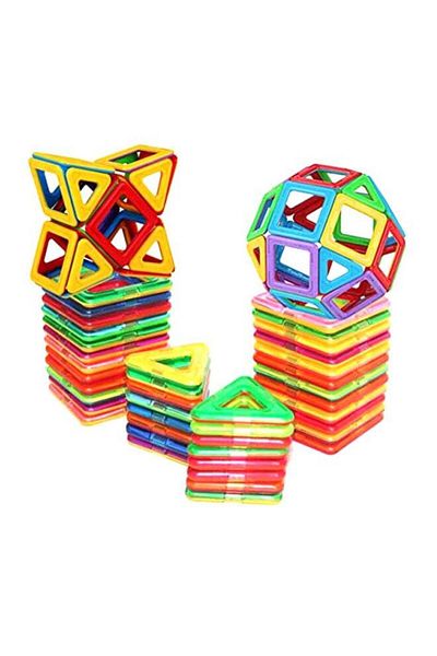 COOYA 40Pcs Magnetic Tiles Building Blocks Toy Set, Sturdy Color Early Learning Magnet Tiles Toys for Kids