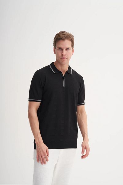 Cazador Πλεκτό μπλουζάκι Polo Neck Regular Fit με φερμουάρ