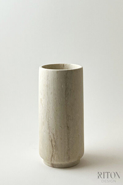 RİTON Margaret El Yapımı Traverten Vazo | Doğal Mermerin Güzelliği ve Zarif