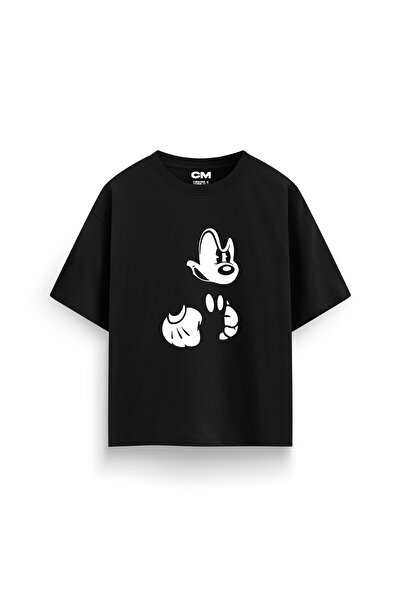 CİNEMA MODA Tricou negru unisex cu imprimeu Angry Mcky, potrivire confortabil...