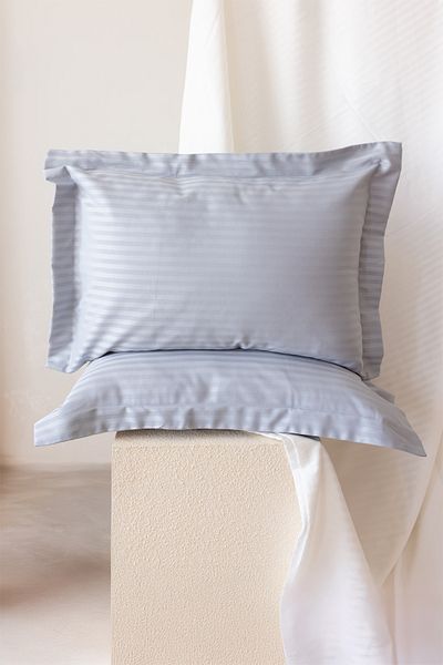 Tekstil Home 2 buc. Huse de pernă Oxford din satin cu dungi gri - Seria 83 de fire