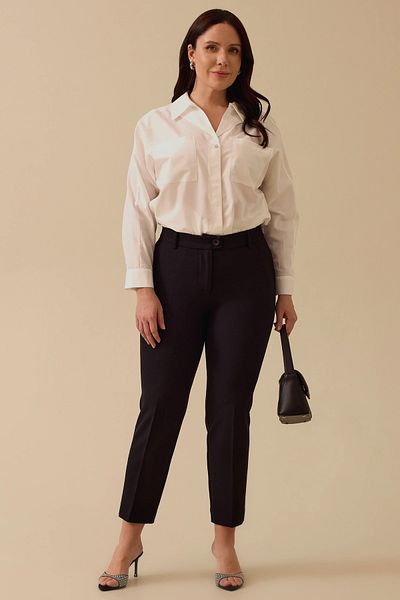 Galaxie Plus Size Buttoned Pocket Ankle Length Pants