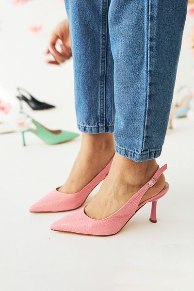 Limoya Moira Powder Textured Leather Pointed Toe Women's Heeled Shoes