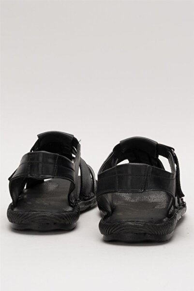 Liger Men's Inside and Outside Genuine Leather Orthopedic Summer Flexible and Very Light Casual Shoes Sandals Black