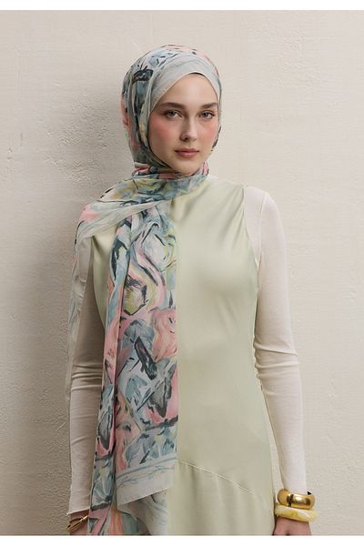 Fresh Margot Pattern Silk Shawl Mint