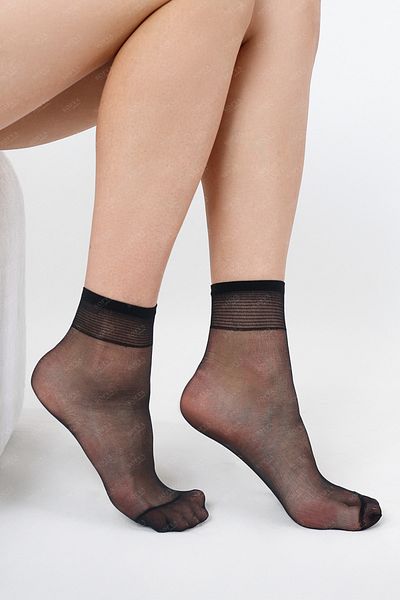 Sofya Passion Women's Fit 15 Thin Shiny 2-Piece Tulle Socks - Durable Flexible Black Women's Socks No:500