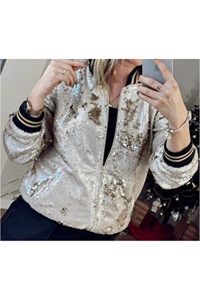 Butik GOLD PAYET KADIN BOMBER CEKET