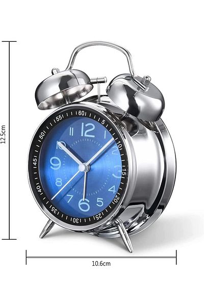 COOYA Loud Alarm Clock, Retro 4", Alarm Clock Analog Clock Loud Alarm Clock for Heavy Sleepers (blue)