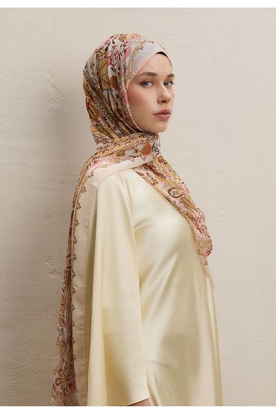 Fresh Verona Pattern Silk Crepe Shawl - Colors of the Earth