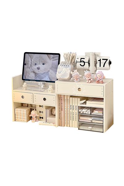 KidLe White Desktop Organizer with Drawer - Home Countertop Storage