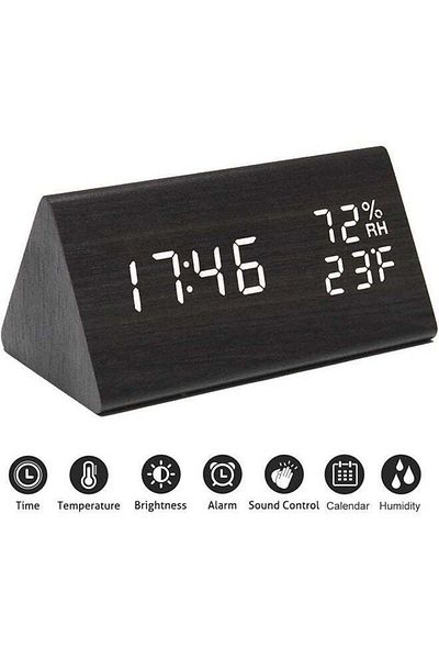 COOYA LED Digital Wooden Alarm Clock