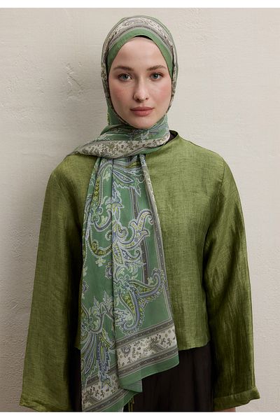 Fresh Silk Shawl and Khaki Luna Pattern