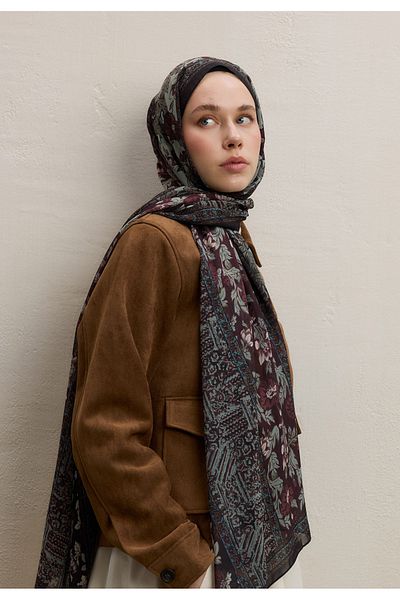 Fresh Adella Pattern Silk Crepe Shawl Tree Shell