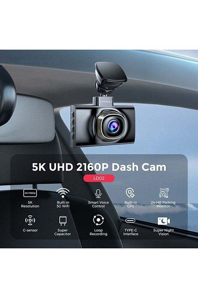 Gerenic LINGDU LD02 Lite 4K+2K Dual Vision Dash Cam 3'' IPS Screen Built-in 5GHz WiFi/GPS, Night Vision, WDR