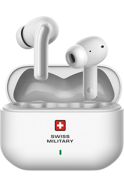 Swiss Military سماعات دلتا 3 اللاسلكية الحقيقية: إلغاء الضوضاء النشطة، جهير عميق، صوت عالي الدقة، شحن لاسلكي من النوع C، إقران تلقائي - أسود